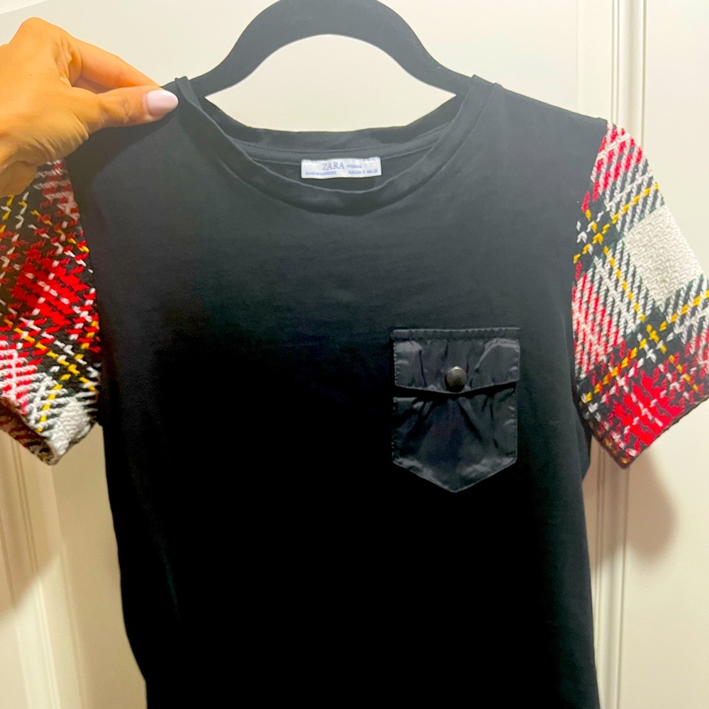 Zara plaid tshirt top SZ small